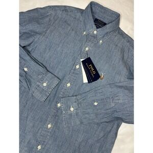 Polo Ralph Lauren Classic Fit Untucked Indigo Chambray Shirt Size Small NWT $125